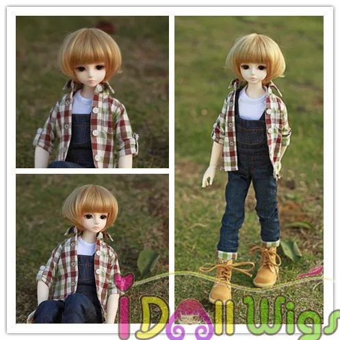 Free Shipping Korea heat resistant Fiber short dark blonde bjd doll accessories 1/3 1/4 1/6 bob wigs for choice Free Shipping Korea heat resistant Fiber short dark blonde bjd doll accessories 1/3 1/4 1/6 bob wigs for choice