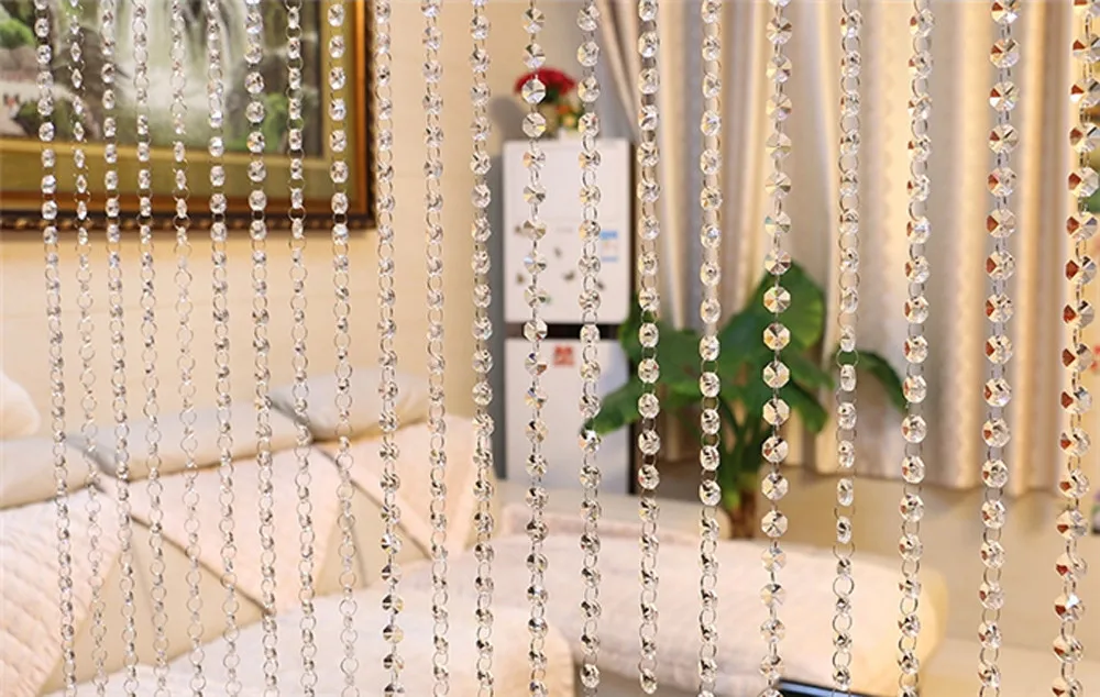 Квалифицированный челнока Кристалл Стекло бисера занавес роскошный гостиная спальня окна двери Свадебный декор OC23