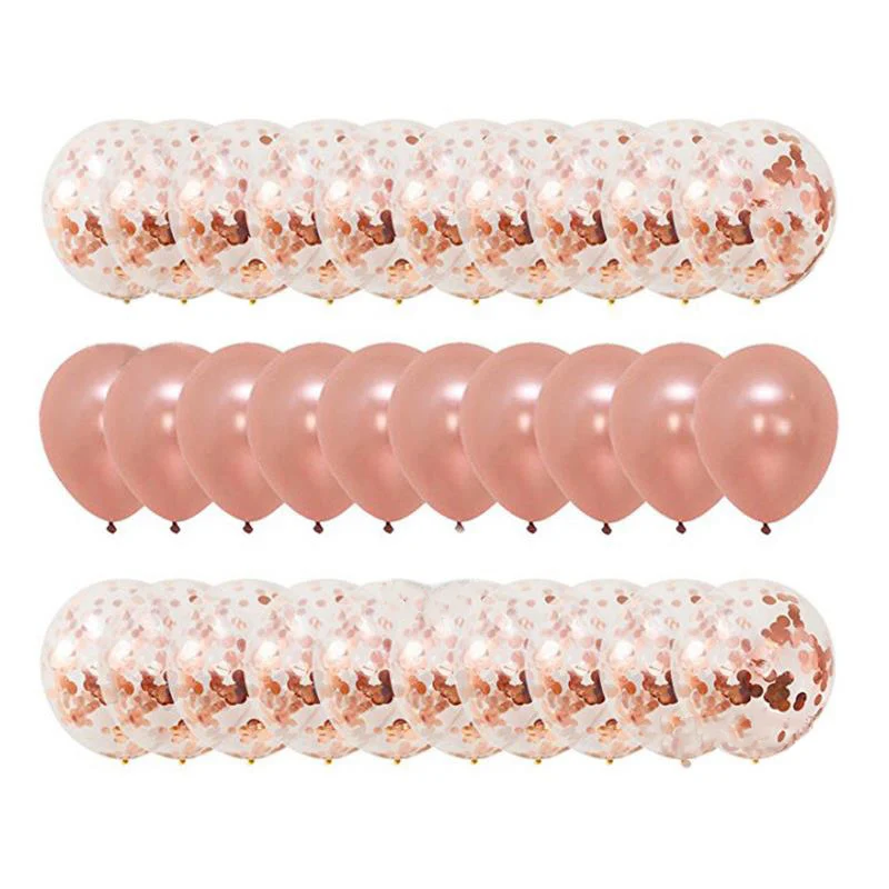 

30pcs/set Rose Gold Balloon Confetti Set Birthday Party Balloon Anniversary Wedding Balloon Decoration Gift For Wedding Guests