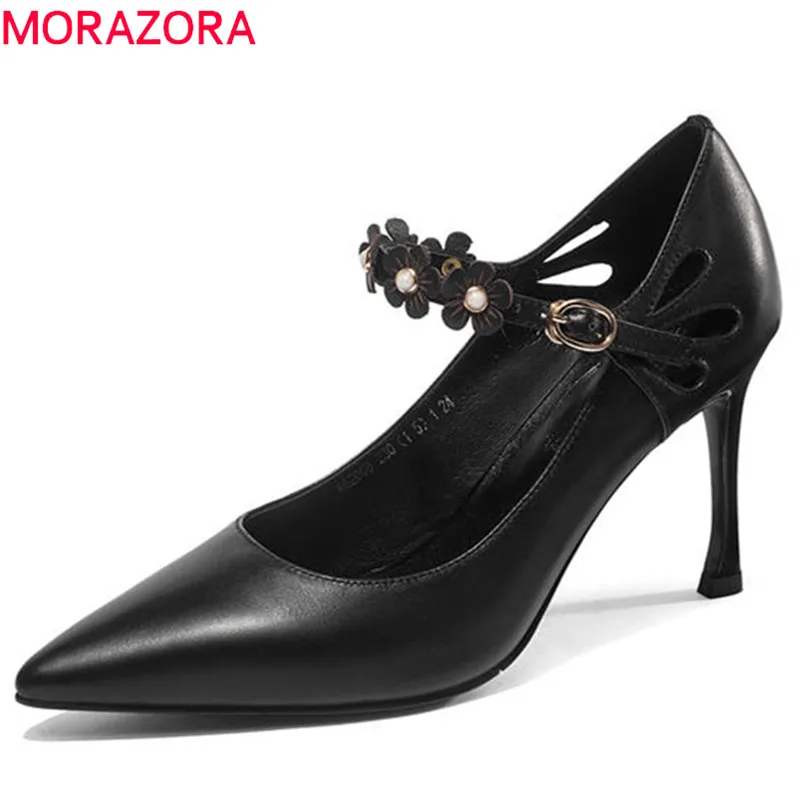 

MORAZORA 2020 hot sale women pumps pointed toe summer shoes simple buckle fashion party wedding shoes woman white black
