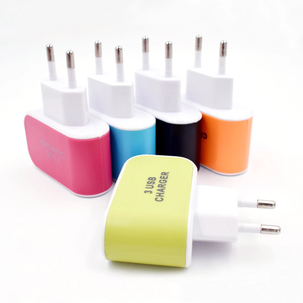 3 منافذ 2A Hub USB ميناء الاتحاد الأوروبي التوصيل AC مهايئ شاحن 110-240 V جدار المنزل السفر الهاتف المحمول شاحن آيفون هواوي سامسونج