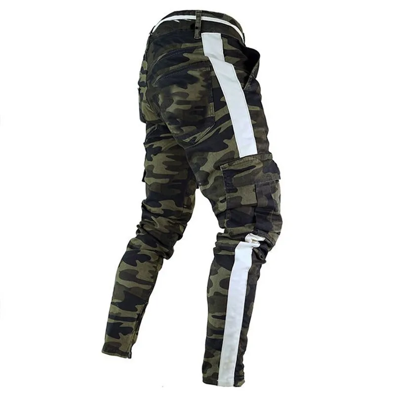 Прямая Новое поступление мужские брюки армейский зеленый камуфляж тонкие длинные брюки пэчворк повседневные джинсы мужские Modis уличная одежда