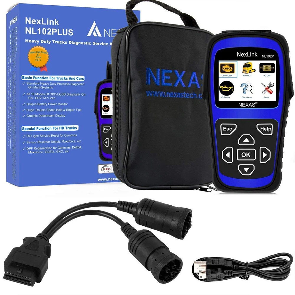 Nexas NL102P OBD Авто Грузовик 2 в 1 Автомобильный сканер моторное масло услуги Сброс DPF для тяжелых грузовиков ODB диагностический инструмент