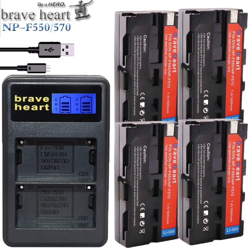 

USB charger 4x bateria NP-F570 NP-F550 NP-F330 NP F550 NP F330 F750 Battery for sony CCD-SC55 CCD-TRV81 DCR-TRV210 MVC-FD81 Hi-8