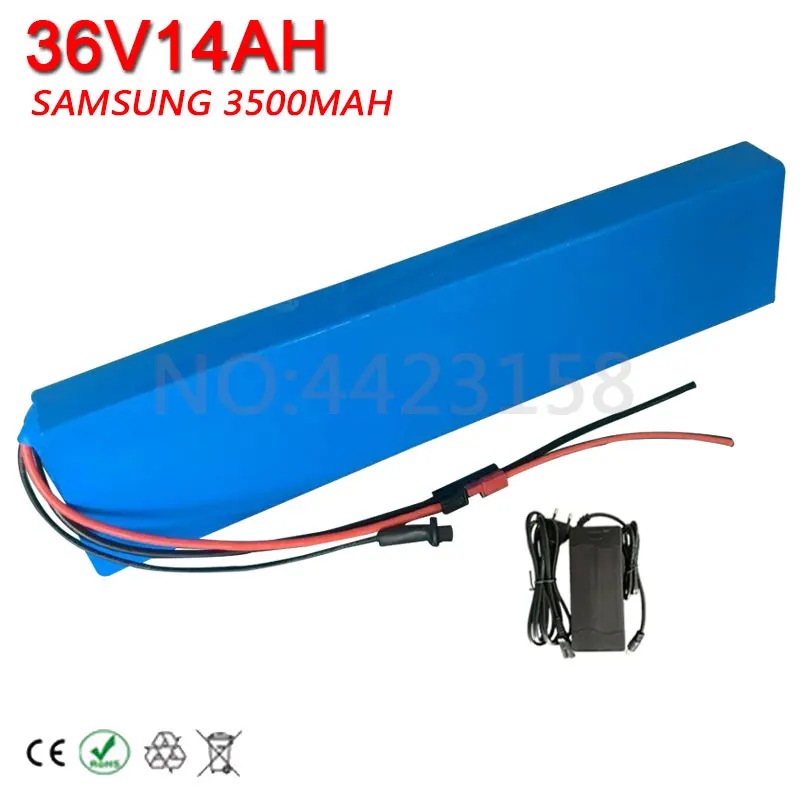Discount EU US No Tax 36V 14AH Lithium Battery 500W 36V 14AH Ebike Battery with PVC Case use Samsung 3500Mah cell 15A BMS with 2A Charger 1