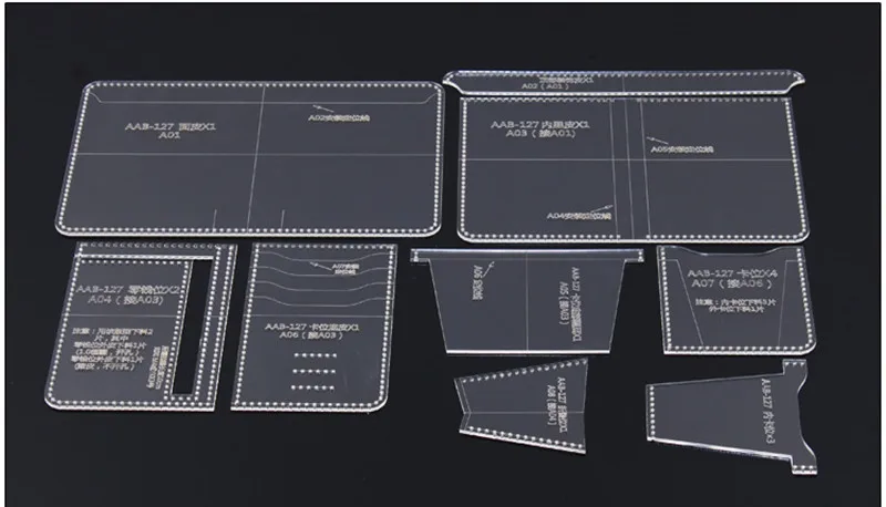 High Quality Acrylic Clear Template Handcrafting Set DIY Craft For Leather Wallet Bag Pattern 10*13.5*1.5cm