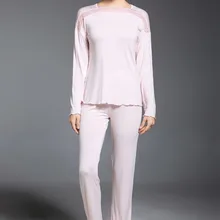 Новые Брендовые женские пижамы набор, мягкий спальный одежда для женщин, весна Модальные Femme набор кружева подарок, размер EUR