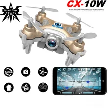 Мини Радиоуправляемый Дрон CX-10W с камерой 2,4 г 4CH пульт дистанционного управления rc Квадрокоптер RTF Безголовый режим 3d флип wifi мобильный пульт Дрон подарки