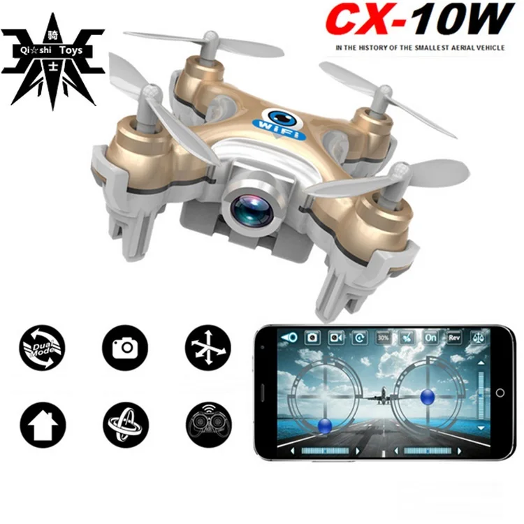 

mini rc drone CX-10W With Camera 2.4G 4CH remote control rc Quadcopter RTF Headless Mode 3d flip wifi mobile control drone gifts
