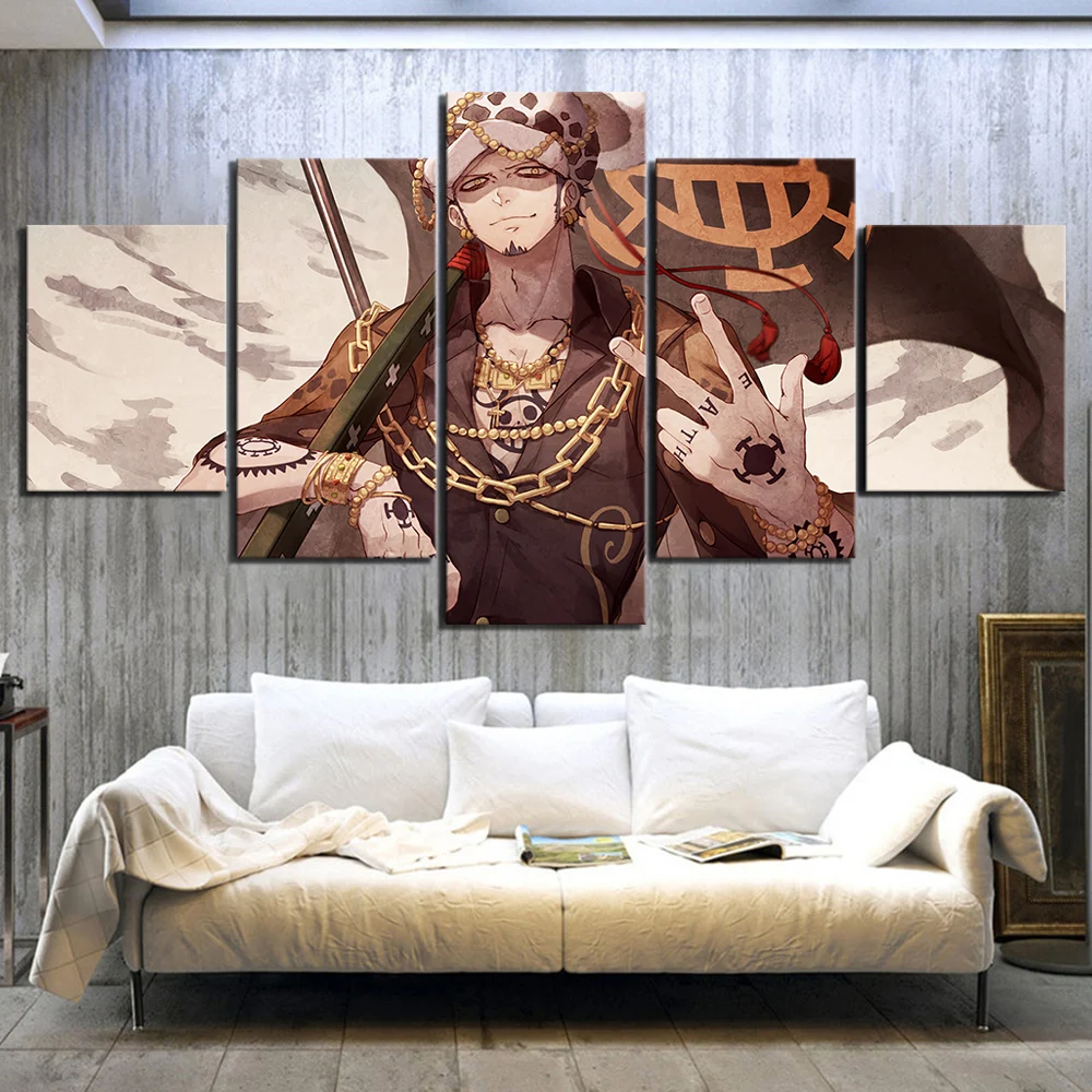 

5 Piece Wall Art Anime Poster Picture One Piece Trafalgar Law Poster Wall Painting for Home Modern Decor Canvas Wholesale