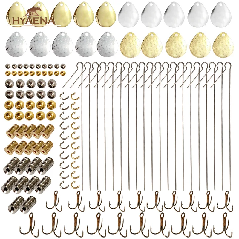 

Hyaena 140pcs DIY Inline Spinner Lure Accessories Kit Spinner Clevises Spinner Spoons Tackle DIY Fishing Lures Accessories