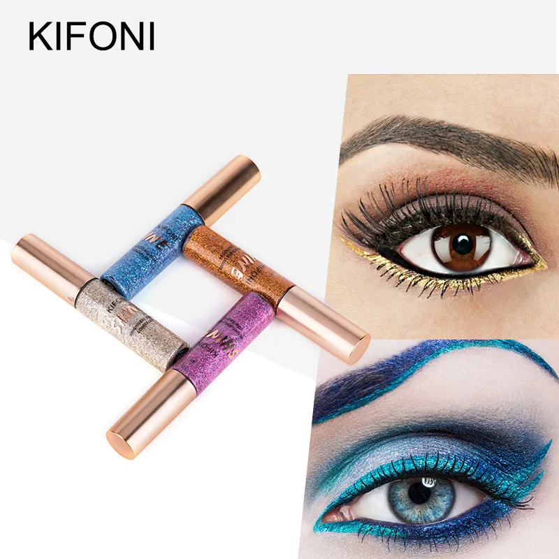 KIFONI Glitter Eyeliner Waterproof Makeup Eye Liner Pencils Long Lasting Shimmer White Blue Color Brand Liquid Eyeliner