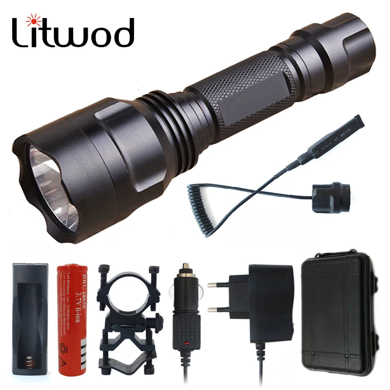 Litwod Z10C8 Мощный тактический светодиодный светильник-вспышка XM-L2 T6 U3 для самообороны, вспышка, светильник фонарь для охоты, велосипедный светильник, лампа