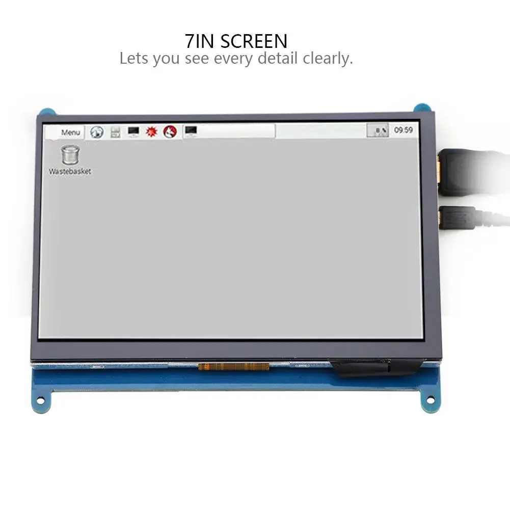 7 дюймов Full View ЖК-дисплей ips Сенсорный экран для Raspberry Pi 1024*600 HD HDMI Дисплей емкостный сенсорный монитор 5-точечный сенсорный Управление