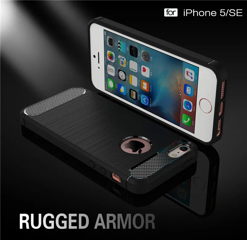 cheap For iphone 5 5S SE 6 6s 6plus Case Cover Back For iphone 5 5S se Case Silicone Carbon Fiber Brushed TPU Mobile Phone Cases