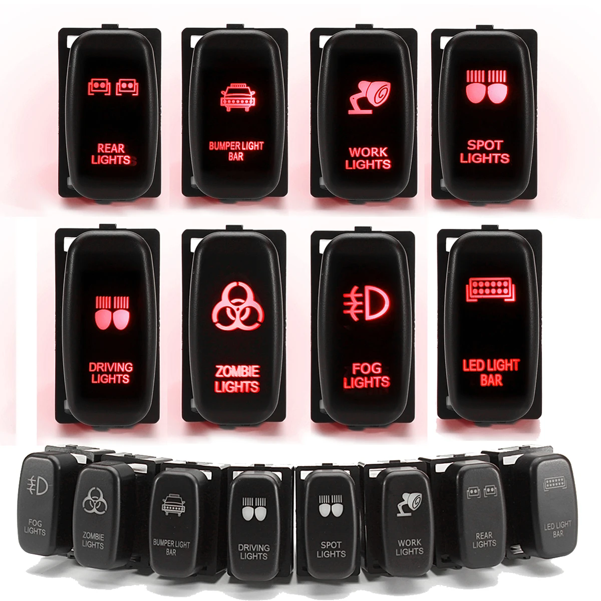 

ON-OFF Push Button Switch Dual LED Light Bar Single Pole Single Throw Push Switch 12V 3A For Mitsubishi For triton Pajero