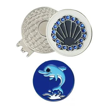 

PINMEI Crystal Scallop and Dolphin Golf Ball Marks Magnetic Hat Clip Sets 2pcs Golf Markers and 1pcs Cap Clip Sets