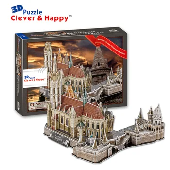 

new clever&happy land 3d puzzle model Matthias Church Fisherman's Bastion large adult puzzle diy gift games for children paper