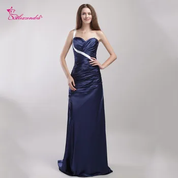 

Alexzendra One Shoulder Mermaid Navy Blue Prom Dresses Satin Vintage Party Dress Custom Made Plus Size