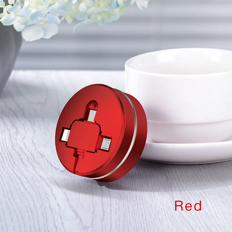 Cafele 3 в 1 Micro usb type C 8 Pin USB кабель для iPhone X 8 7 6 Крест Дизайн выдвижной 100 см USB кабель для Xiaomi huawei - Цвет: Red