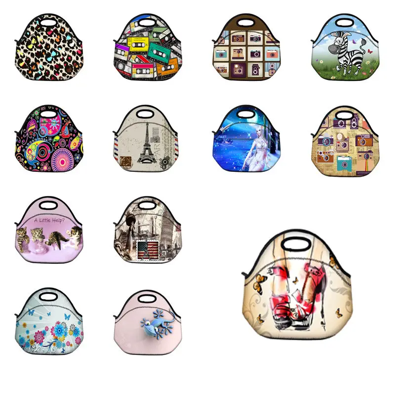 

Beautiful Swirl Insulated Thermal Neoprene Lunch Bag Tote Handbag Coller Box Picnic Travel Lunchbox Handbag Waterproof Washable