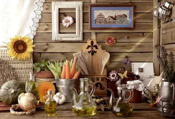

Laeacco Wooden Kitchen Vegetable Tools Scene Party Photography Backgrounds Customized Photographic Backdrops For Photo Studio