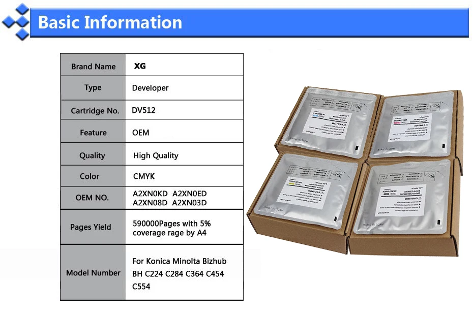 210 г OEM DV512 разработчика для KONICA MINOLTA BIZHUB bh C224 C284 C364 C454 C554 A2XN0KD гладить Косметическая