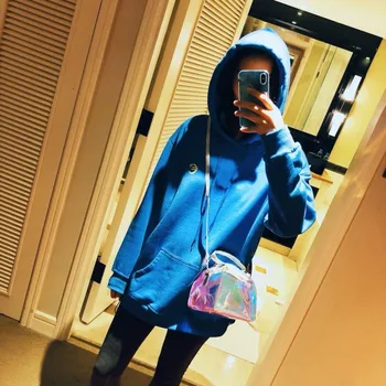 

Japan and South Korea Harold wind transparent laser wrist bag skew across the bird cage bag colorful ins new style