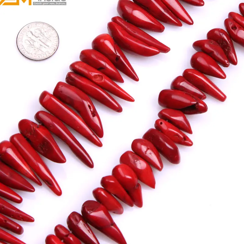 

Gem-inside Large Size Red Chili Shape Coral Beads For Jewelry Making Length 15inches DIY Jewellery