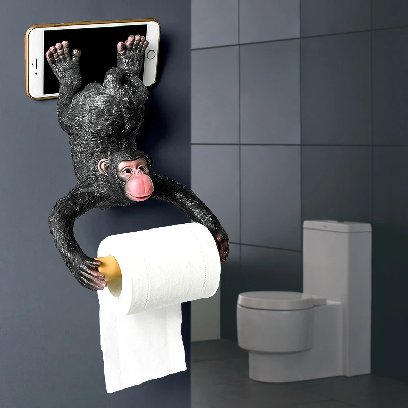 

Animal Monkey Tissue Canister Box Durable Wall Hanging Mounted Bathroom Toilet Paper Tissue Roll Paper Holder Toilet Holder