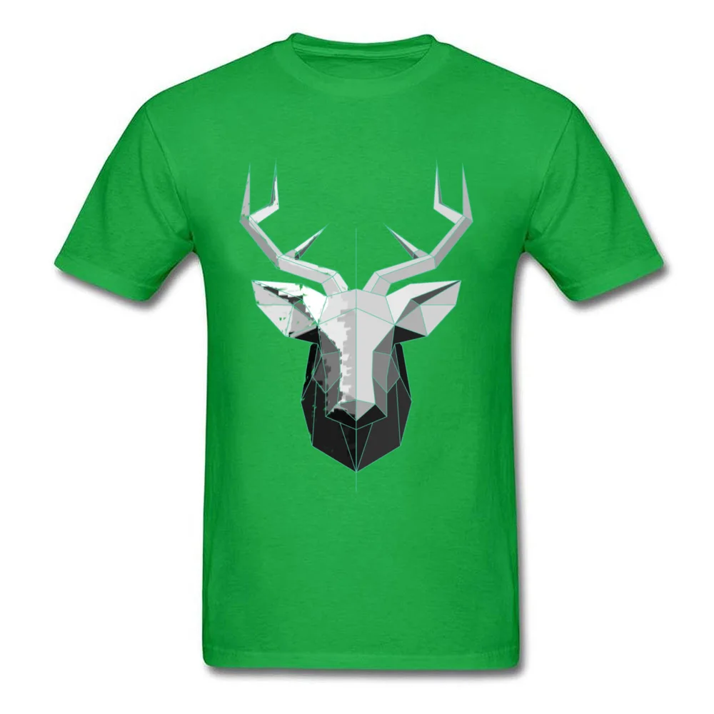 Deer Polygon 2018 Newest Short Sleeve Printed On T Shirt Pure Cotton Crew Neck Men Tees Geek Tee Shirt Summer/Autumn Deer Polygon green