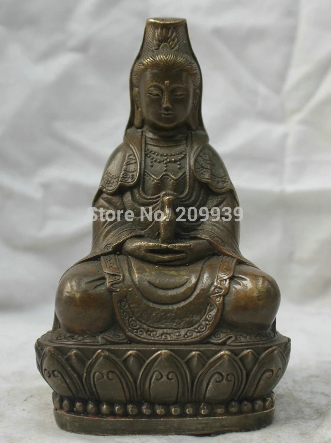 

huij 006764 Chinese Tibetan Buddhism Pure Bronze statue Goddess of Mercy GuanYin Buddha (A0314)