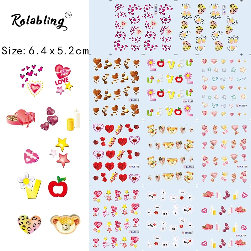 

New Arrival Shape Of Heart Series Water Nail Sticker Heat Transfer Printing Paper Manicure Accessories Nail Beauty