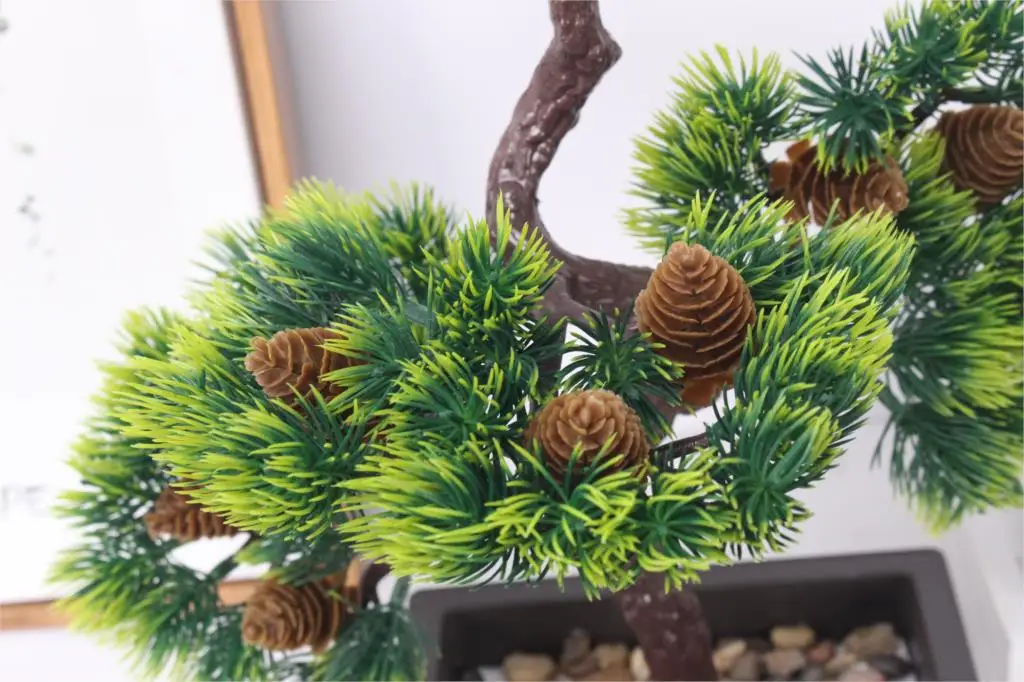 Цветы на свадьбу искусственные цветы Высококлассное моделирование приветствие бонсай-сосна зеленый пластик зеленый растение в горшке