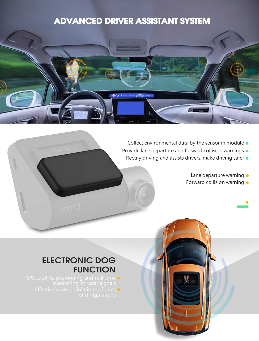 Najtaniej Xiaomi 70mai kamera na deskę rozdzielczą Pro moduł GPS angielska wersja rosyjska na 70mai wideorejestrator samochodowy aparat samochodowy GPS ADAS elektroniczny pies funkcja