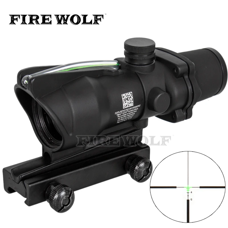 

ACOG 4X32 Fiber Source Green Illuminated Scope black color Tactical Hunting Riflescope