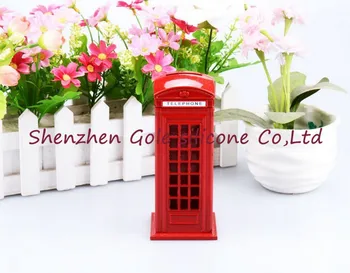 

96pcs/lot British English London Telephone Booth Bank Coin Bank Saving Pot Piggy Bank Red Phone Booth Box 12-15cm