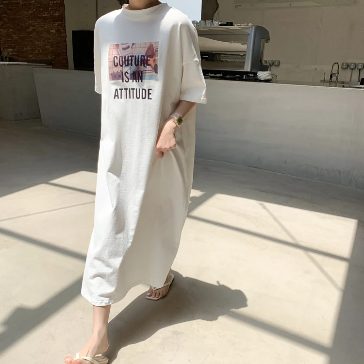 New 2020 Fashion streetwear letter words print maxi long dress boho beach sundress vestidos zomerjurk dames