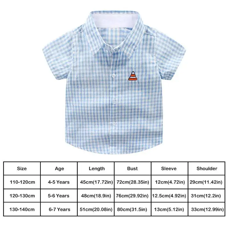 Детская рубашка в полоску с короткими рукавами; милые хлопковые топы для мальчиков с отложным воротником; детская одежда с вышивкой