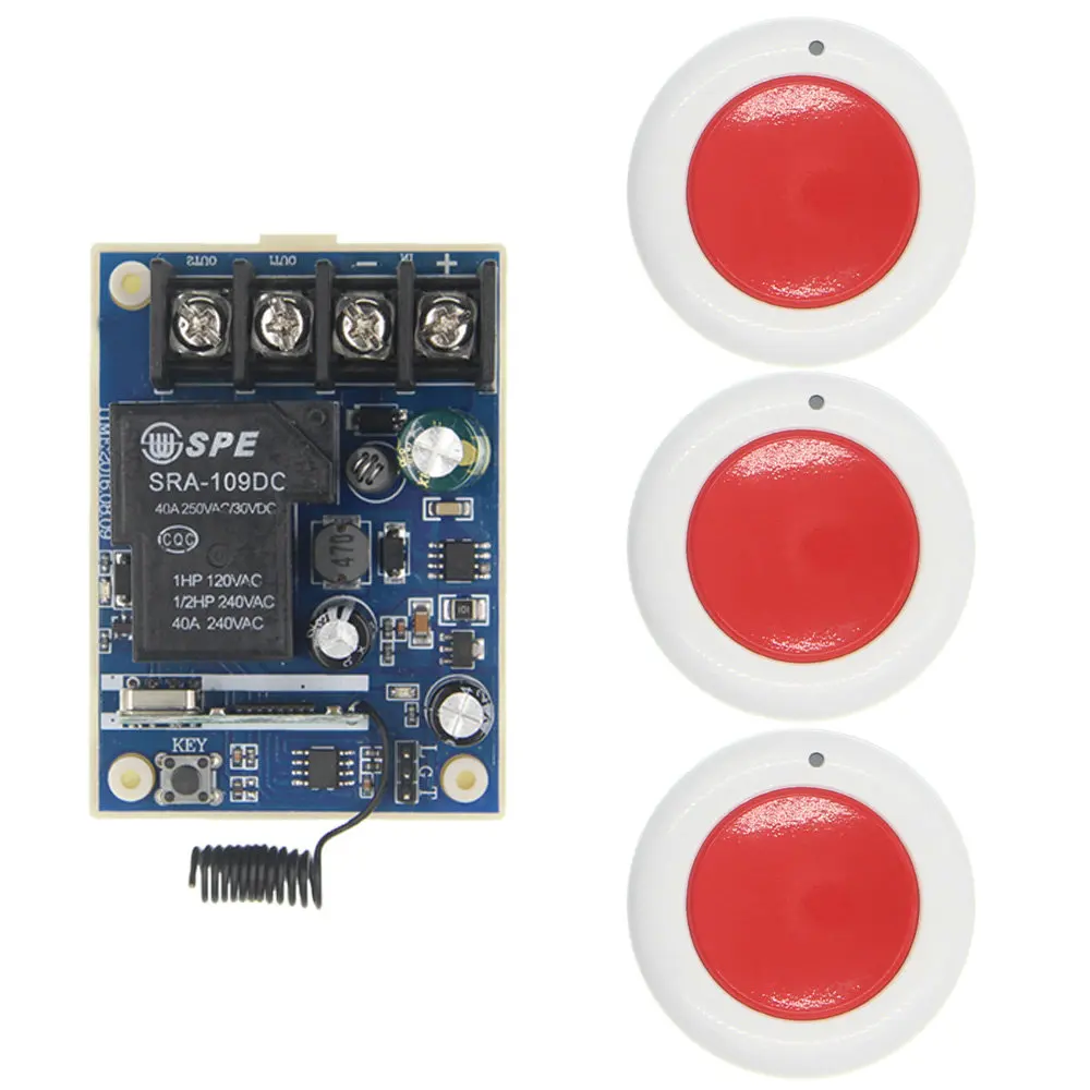 

Roundness DC 12V 24V 36V 48V 30A 1 CH 1CH RF Wireless Remote Control Switch System Receiver+Transmitter, 315 433 MHz,Toggle