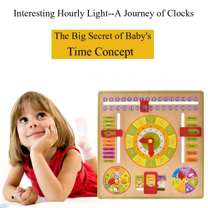  Montessori teaching aids clock multi-function Cognitive Training Clock Calendar & Time operating pa - 32983028090