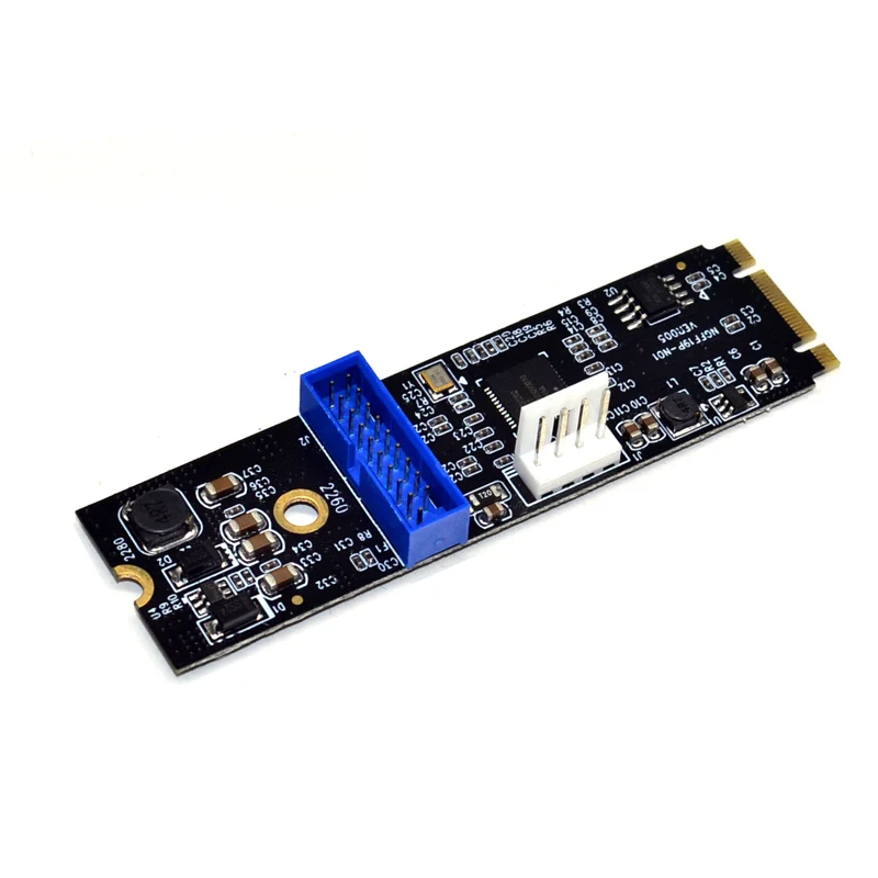 M.2 NGFF NVME to USB 3.0 19Pin Header Card 2 Port USB3.0 Expansion Card Adapter