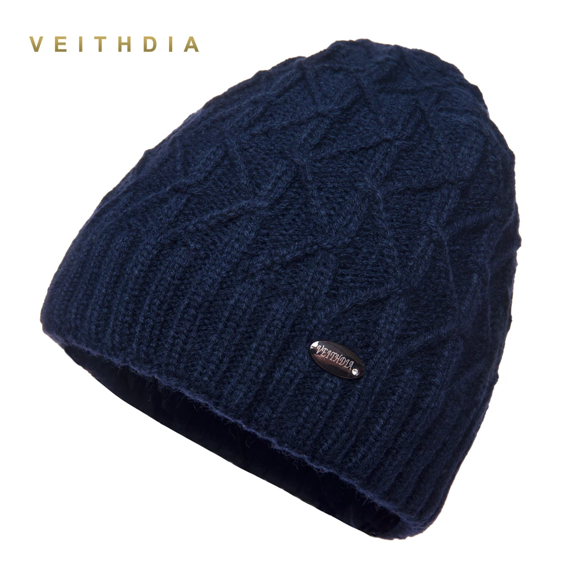 Зимние мужские шапки VEITHDIA двухслойные вязаные шерстяные облегающие