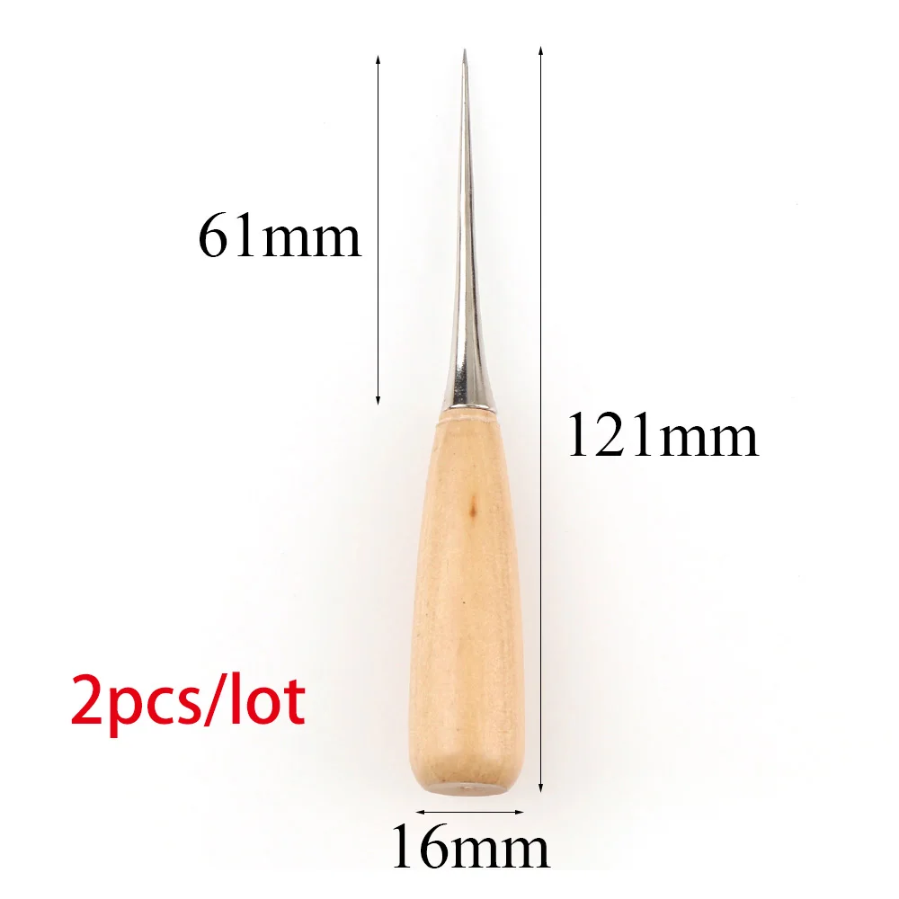 4 шт. деревошвейная кожа швейная обувь деревянная ручка инструмент набор шила строчка конус кожевенное ремесло иглы Набор инструментов материалы для рукоделия Шитье - Цвет: 2pc