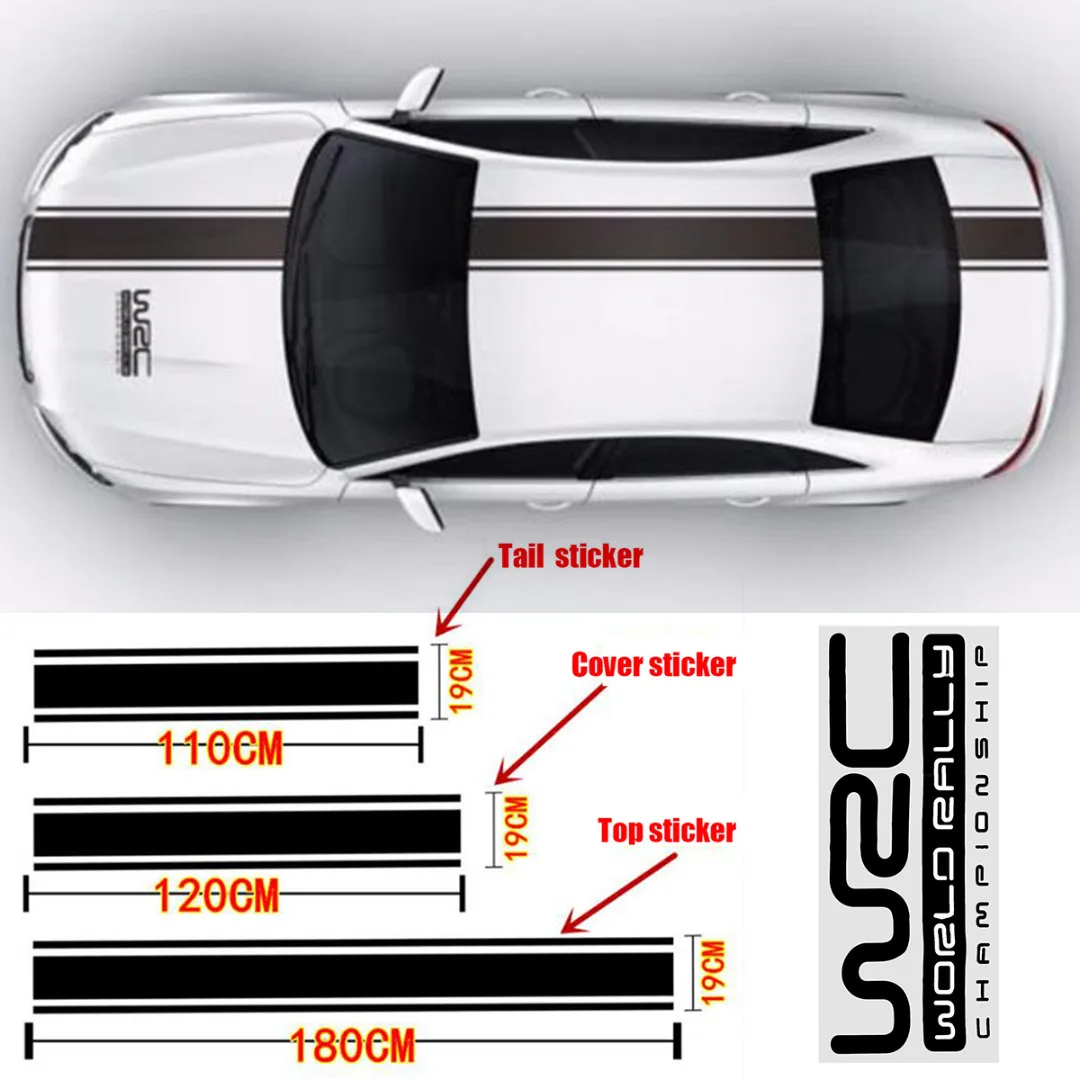 Автомобильные наружные наклейки 1 комплект/4 шт. черный автомобиль гоночная полоса Виниловая наклейка для покрытия крыши багажника двери Onsale