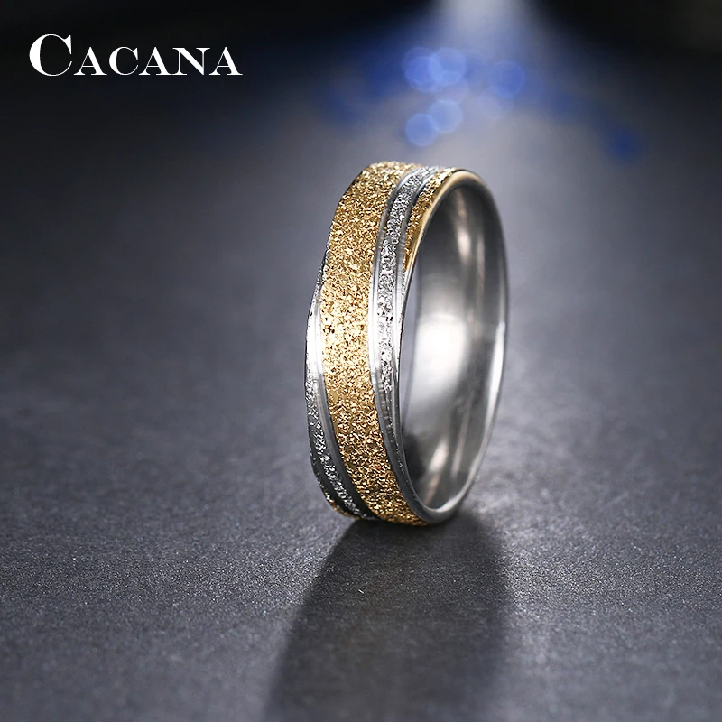 CACANA Stainless Steel Rings For Women Personalized Fashion Shining Sand On Jewelry Wholesale NO.R81
