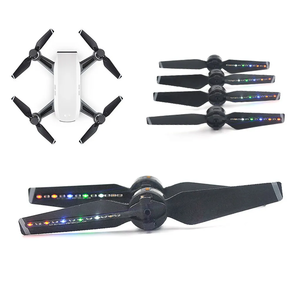 

1Pairs Spark LED Flash Propellers Blades Props Rechargeable for DJI Spark Drone 20J drop shipping