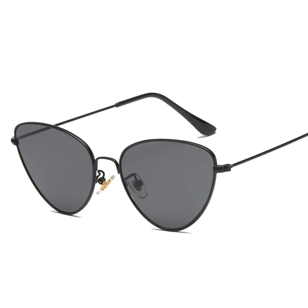 Стильные треугольные летние солнцезащитные очки для женщин, оптические винтажные зеркальные крутые брендовые дизайнерские очки с металлической оправой UV400, поляризационные - Цвет линз: BlackGray Glasses 4