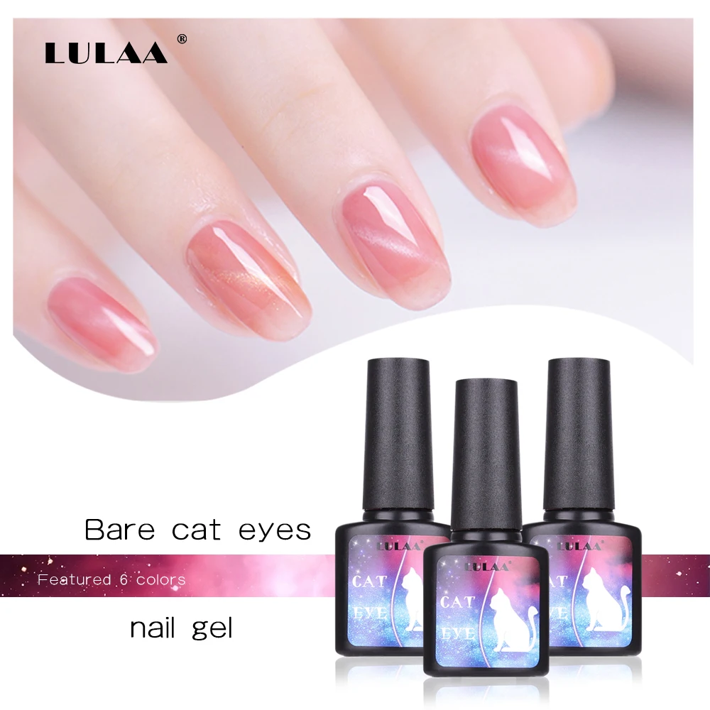 

LULAA Magnetic Cat Eye Nail Gel Pink Nude UV Gel Hybrid Varnish Lacquer Semi-transparent Gel Soak Off Nail Art Nail Polish 8ml
