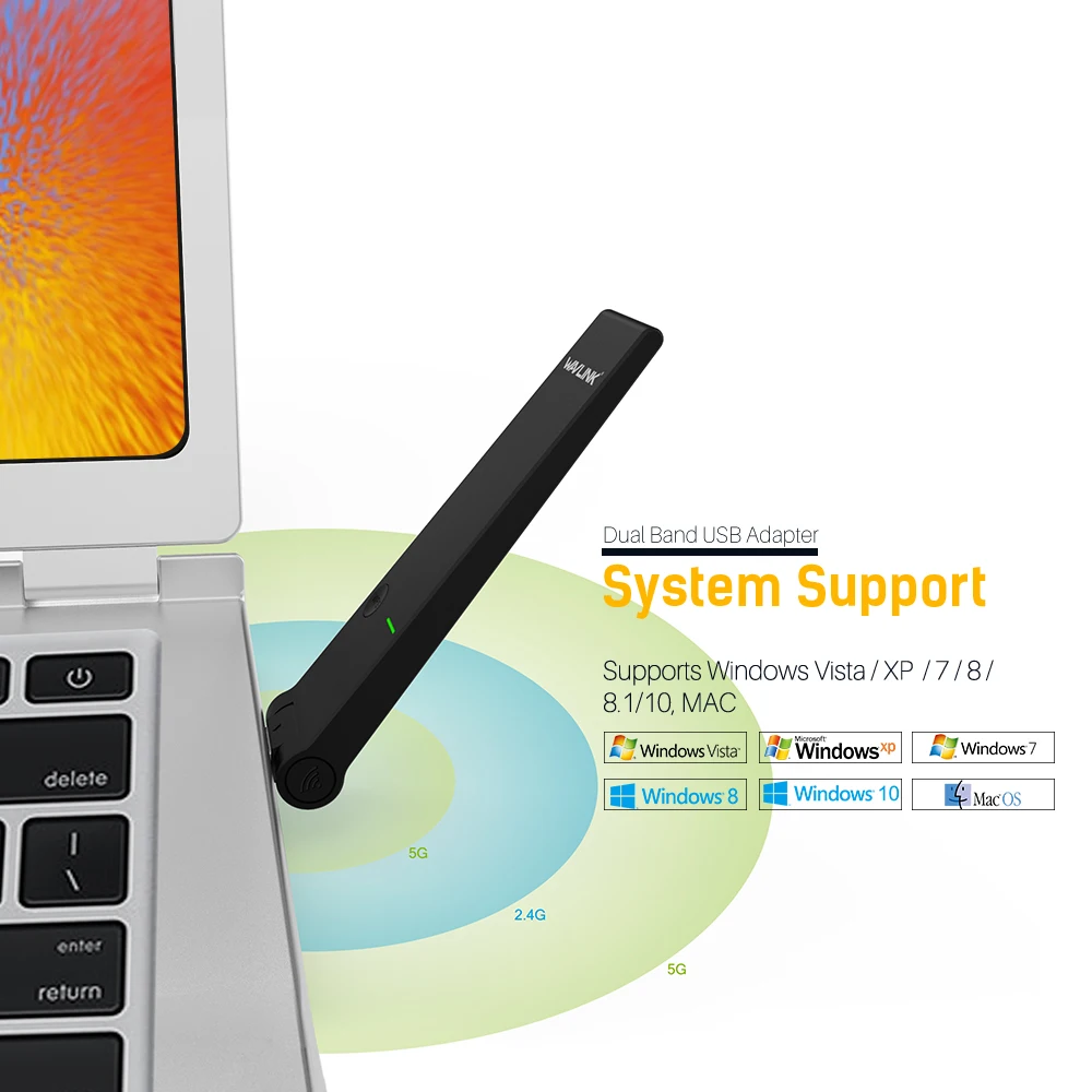 Беспроводной USB Wi Fi адаптер Wavlink AC1300 5 ГГц 2 4/5 ГГц|Сетевые карты| |